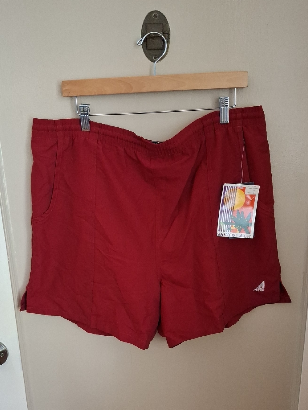Vintage NWT Alpine Red Athletic Shorts with Side Pockets_1